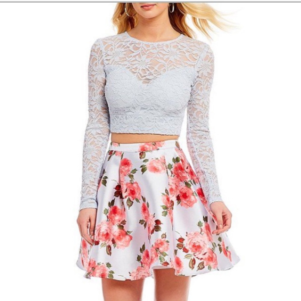 2 piece short floral dress